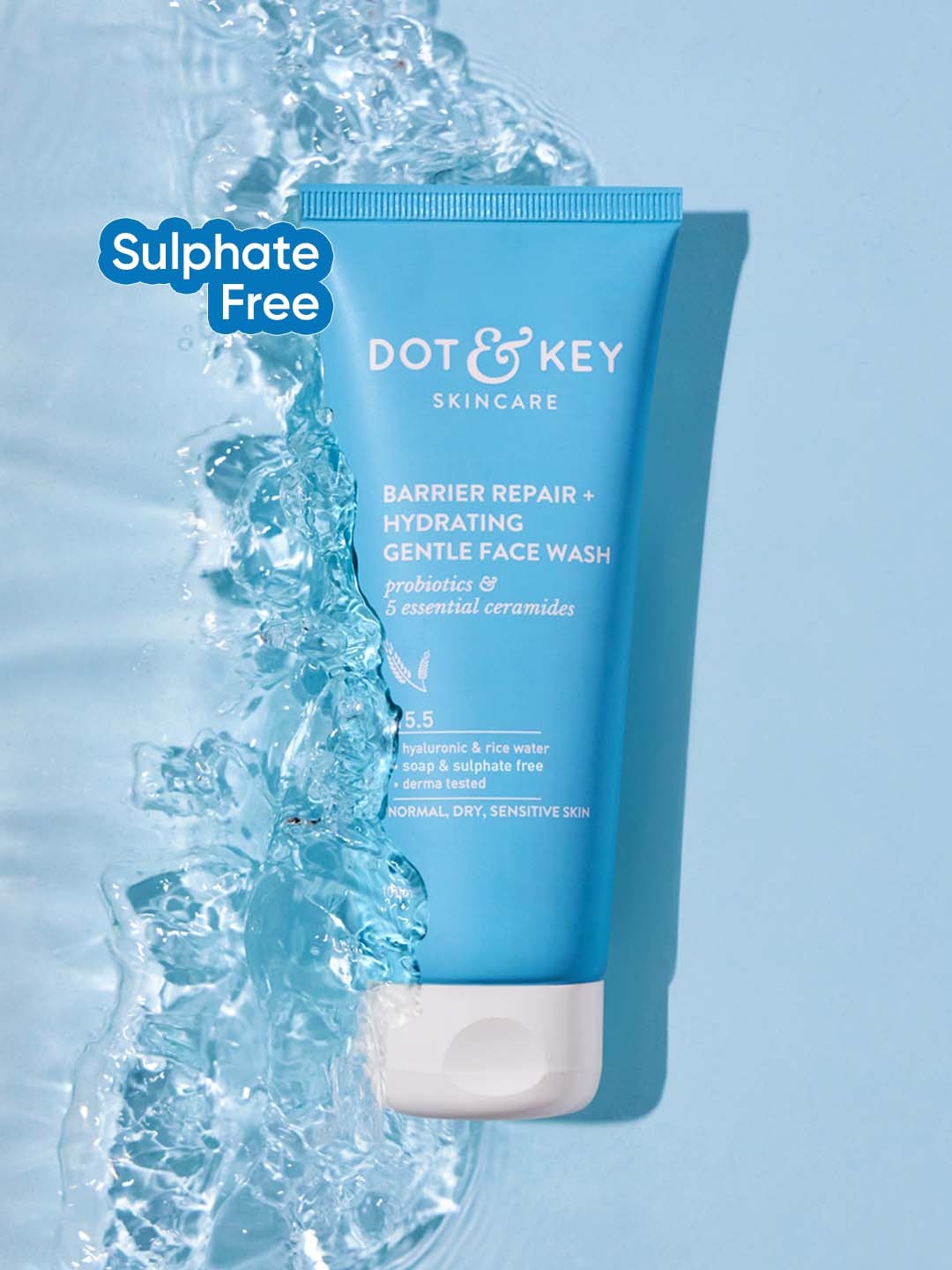DOT & KEY Barrier Repair Probiotics 5 Ceramides pH5.5 Hydrating Gentle Face Wash - 100ml, Blue
DOT & KEY Barrier Repair Probiotics 5 Ceramides pH5.5 Hydrating Gentle Face Wash - 100ml, Blue