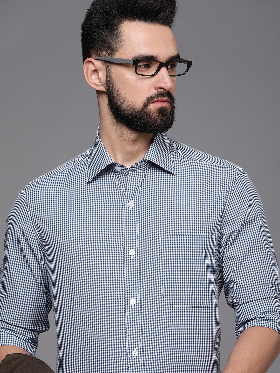 Louis Philippe Men Blue And White Classic Fit Micro Checked Pure Cotton Formal Shirt
Louis Philippe Men Blue And White Classic Fit Micro Checked Pure Cotton Formal Shirt