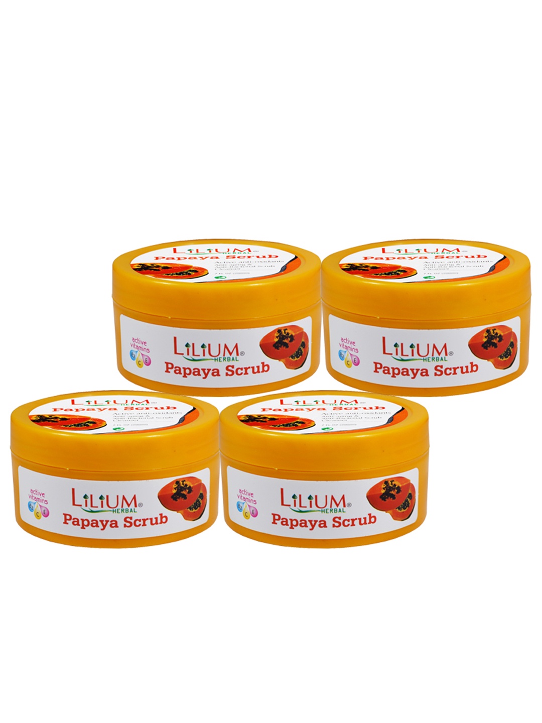 Lilium Set Of 4 Papaya Face Scrub, Yellow