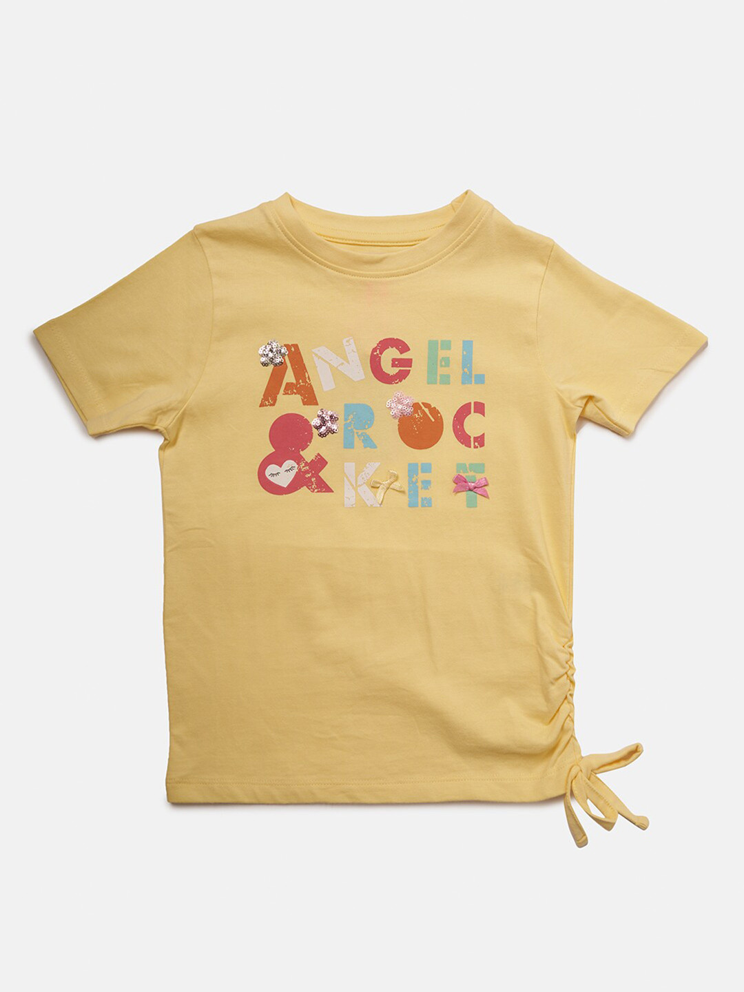 Angel & Rocket Girls Yellow Typography Printed Sequinned Embellished Cotton Ruched T-shirt
Angel & Rocket Girls Yellow Typography Printed Sequinned Embellished Cotton Ruched T-shirt