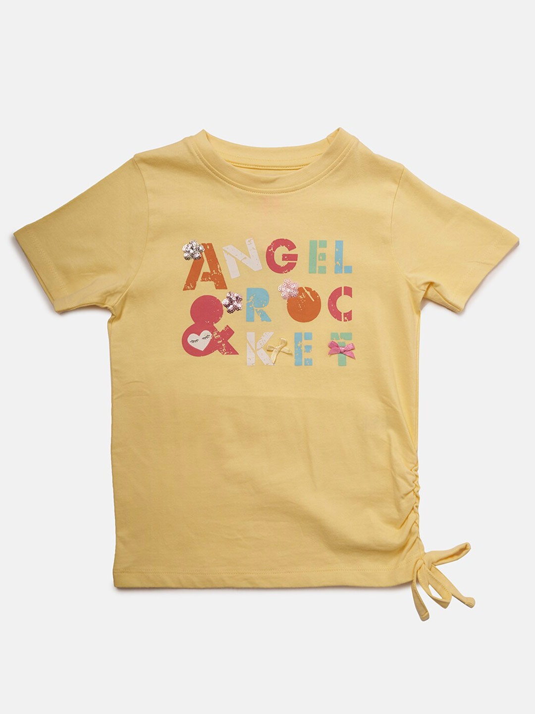 Angel & Rocket Girls Yellow Typography Printed Sequinned Embellished Cotton Ruched T-shirt
Angel & Rocket Girls Yellow Typography Printed Sequinned Embellished Cotton Ruched T-shirt