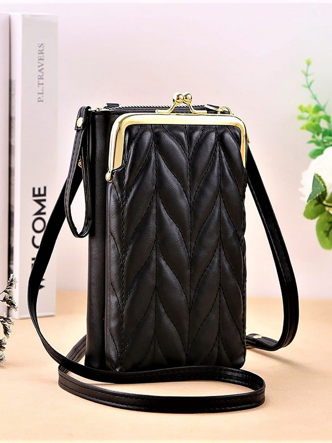 Diva Dale Black PU Shopper Shoulder Bag with Quilted