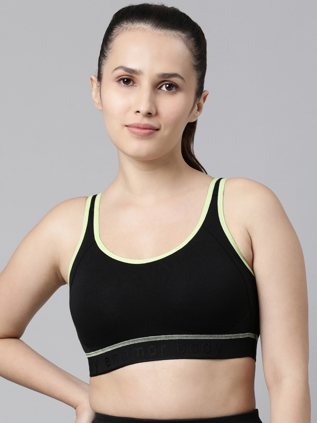 Enamor Agion High Coverage Non-Padded Antimicrobial Side Shaper Sports Bra SB28, Black
Enamor Agion High Coverage Non-Padded Antimicrobial Side Shaper Sports Bra SB28, Black