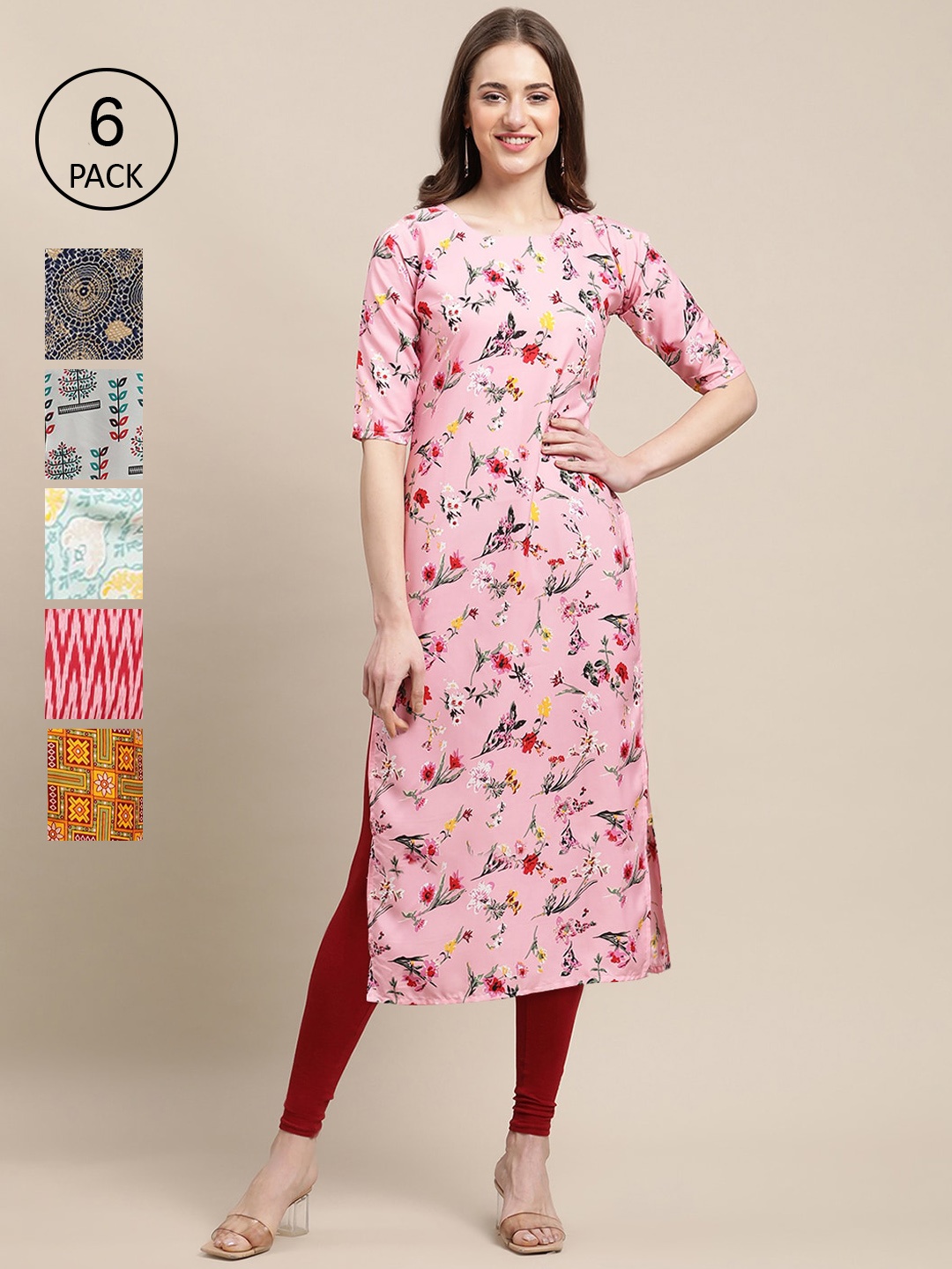7Threads Women Multicoloured Floral Checked Gotta Patti Block Print Crepe Kurta, Multi
7Threads Women Multicoloured Floral Checked Gotta Patti Block Print Crepe Kurta, Multi