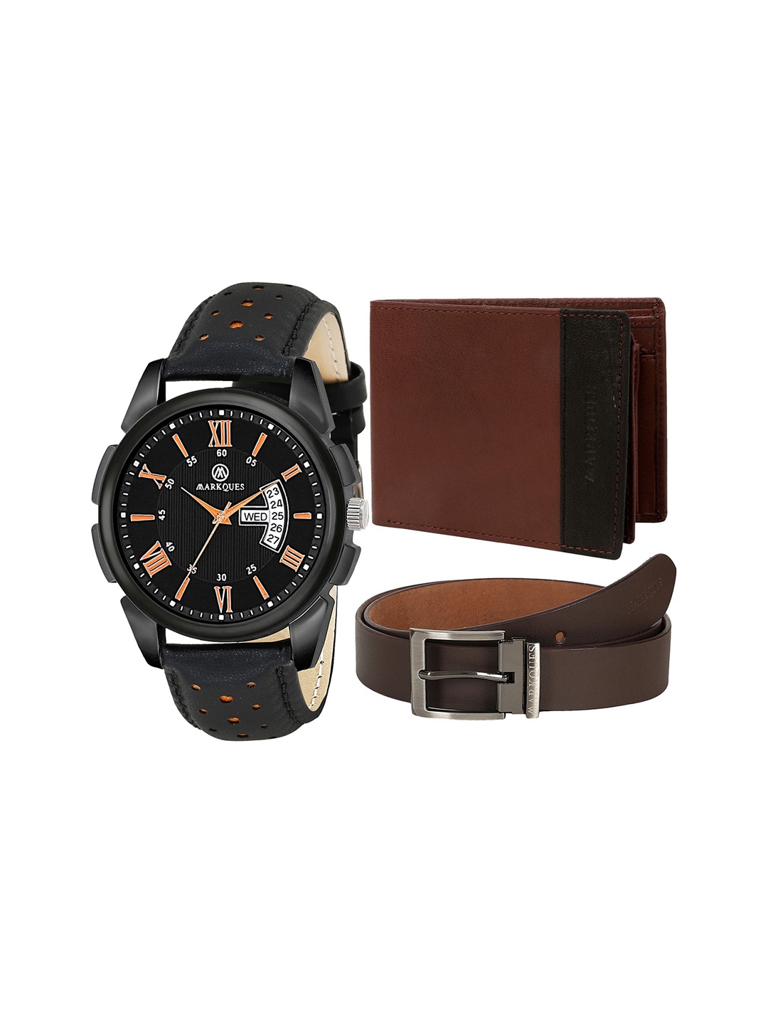 MARKQUES Men Black & Brown Solid Accessory Gift Set