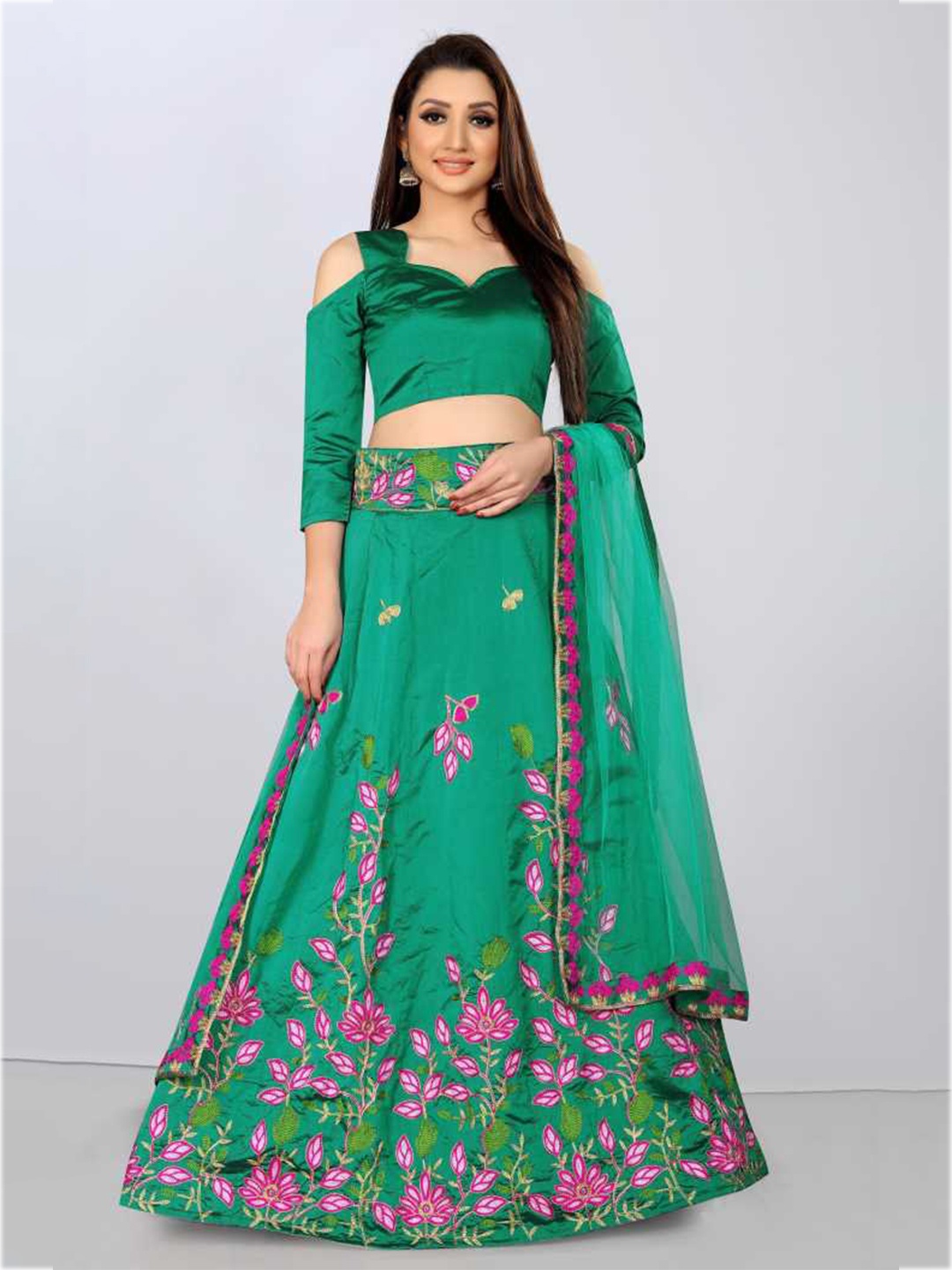 JSItaliya Women Thread Work Semi-Stitched Lehenga & Unstitched Blouse With Dupatta, Green
JSItaliya Women Thread Work Semi-Stitched Lehenga & Unstitched Blouse With Dupatta, Green