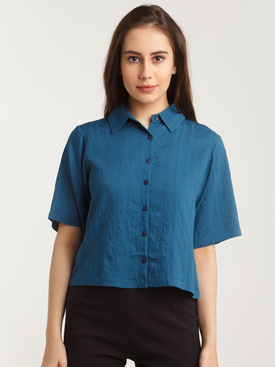 Zink London Women Blue Casual Shirt