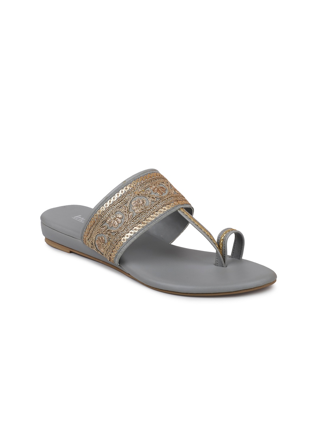 Inc 5 Women Grey Ethnic One Toe Flats