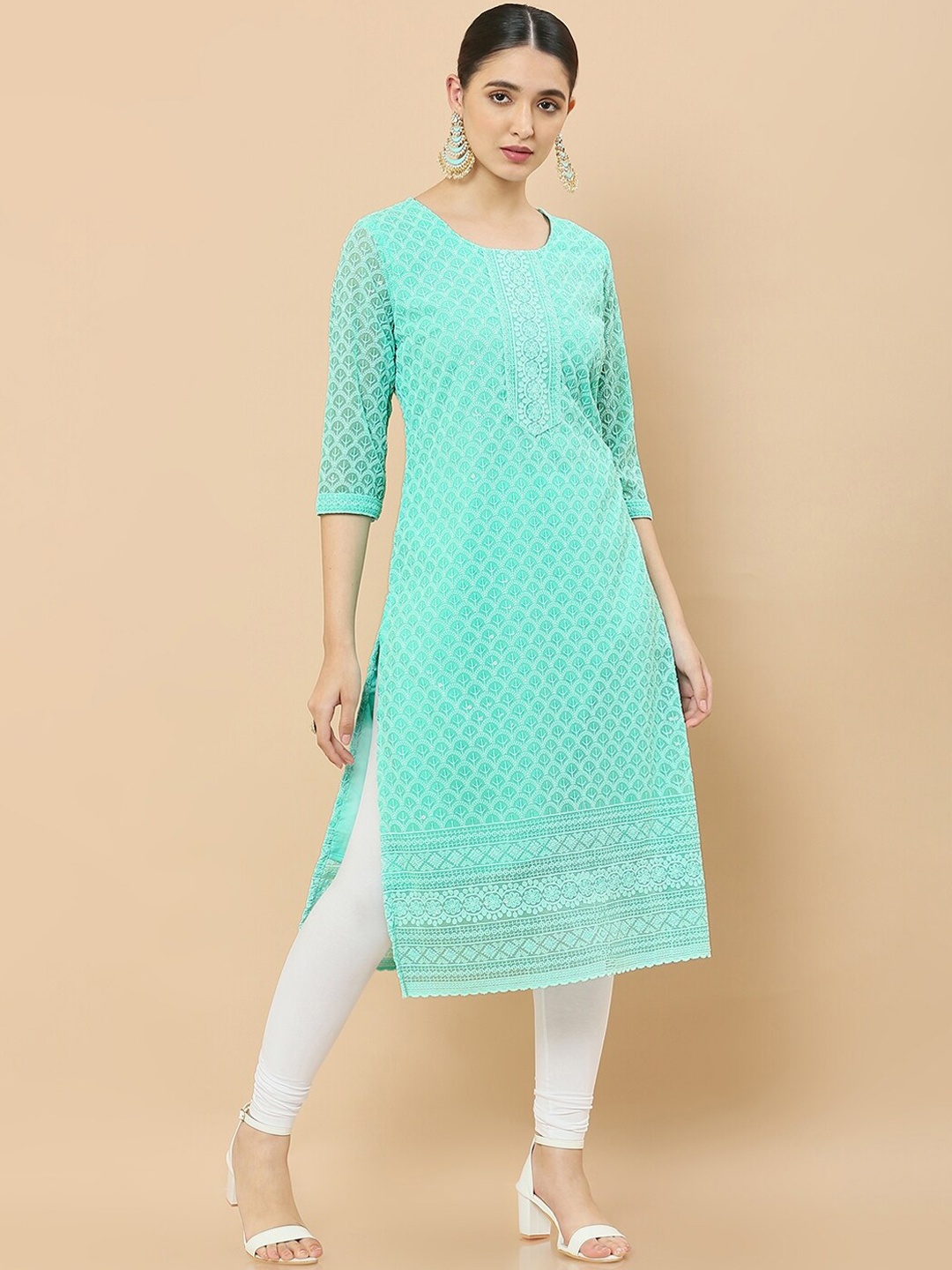 Soch Women Turquoise Blue Geometric Embroidered Flared Sleeves Mirror Work Georgette Kurta
Soch Women Turquoise Blue Geometric Embroidered Flared Sleeves Mirror Work Georgette Kurta