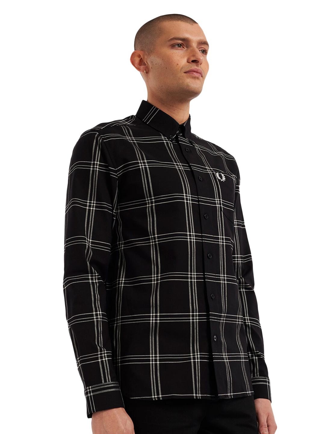Fred Perry Men Black Comfort Checked Casual Shirt
