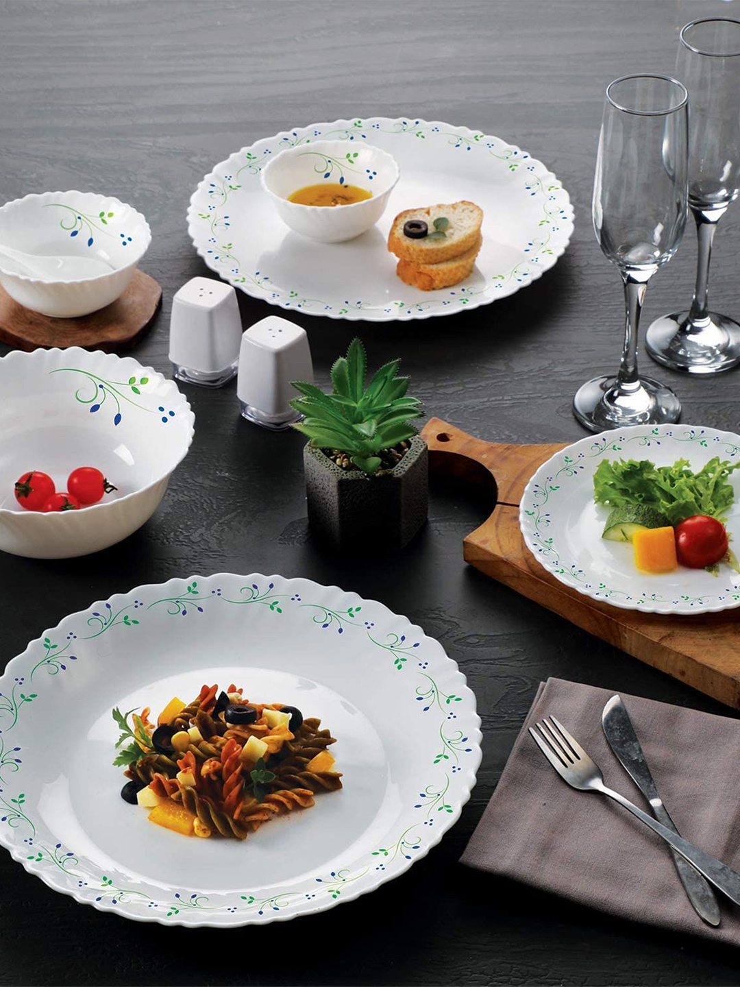 Cello White & Green Set Of 35 Dishwasher Safe Printed Opalware Glossy Dinner Set
Cello White & Green Set Of 35 Dishwasher Safe Printed Opalware Glossy Dinner Set