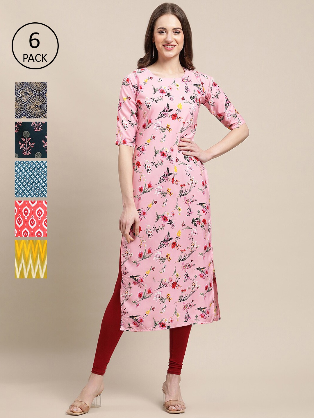 7Threads Women Multicoloured Geometric Printed Thread Work Block Print Crepe Kurta, Multi
7Threads Women Multicoloured Geometric Printed Thread Work Block Print Crepe Kurta, Multi