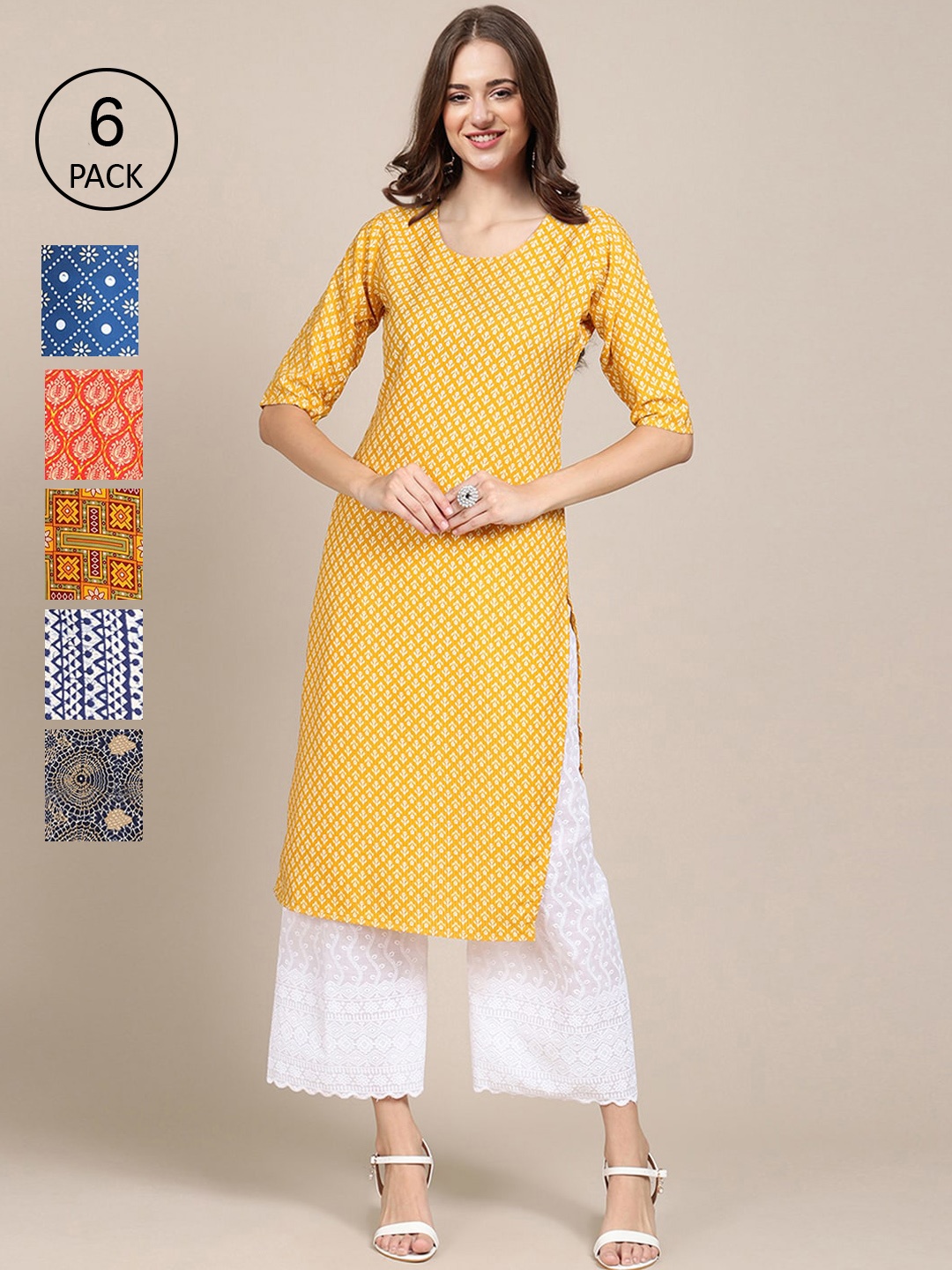 7Threads Women Multicoloured Ethnic Motifs Printed Keyhole Neck Block Print Crepe Kurta, Multi
7Threads Women Multicoloured Ethnic Motifs Printed Keyhole Neck Block Print Crepe Kurta, Multi
