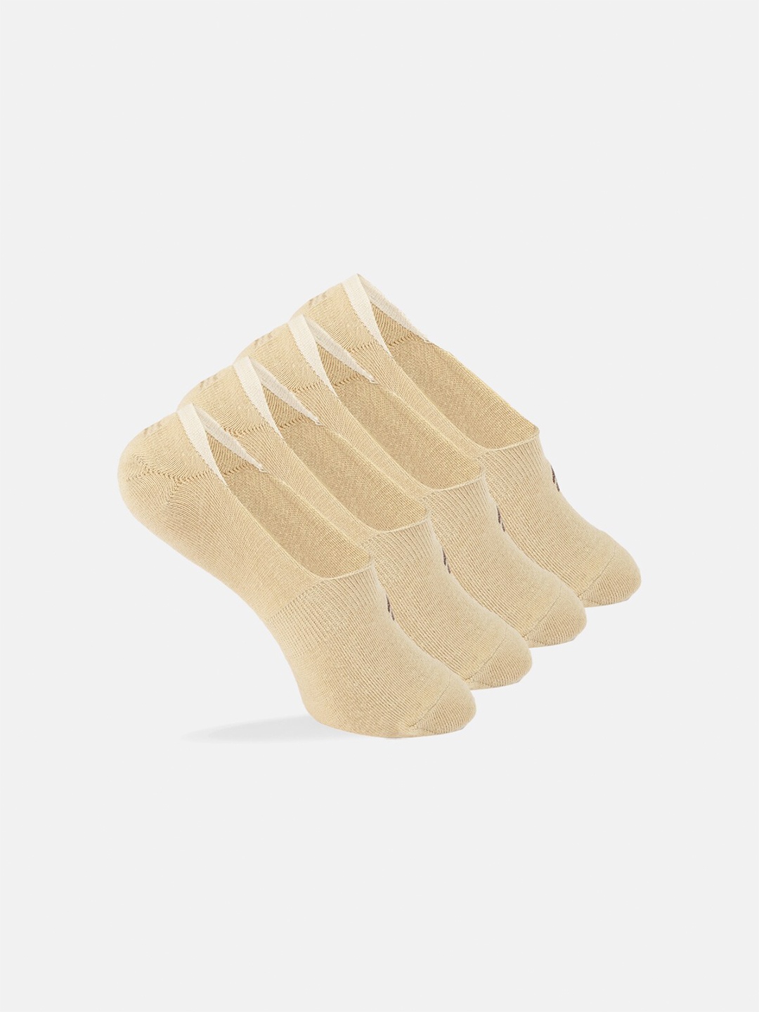 ONN Men Pack of 4 Beige Solid Cotton No-Show Socks