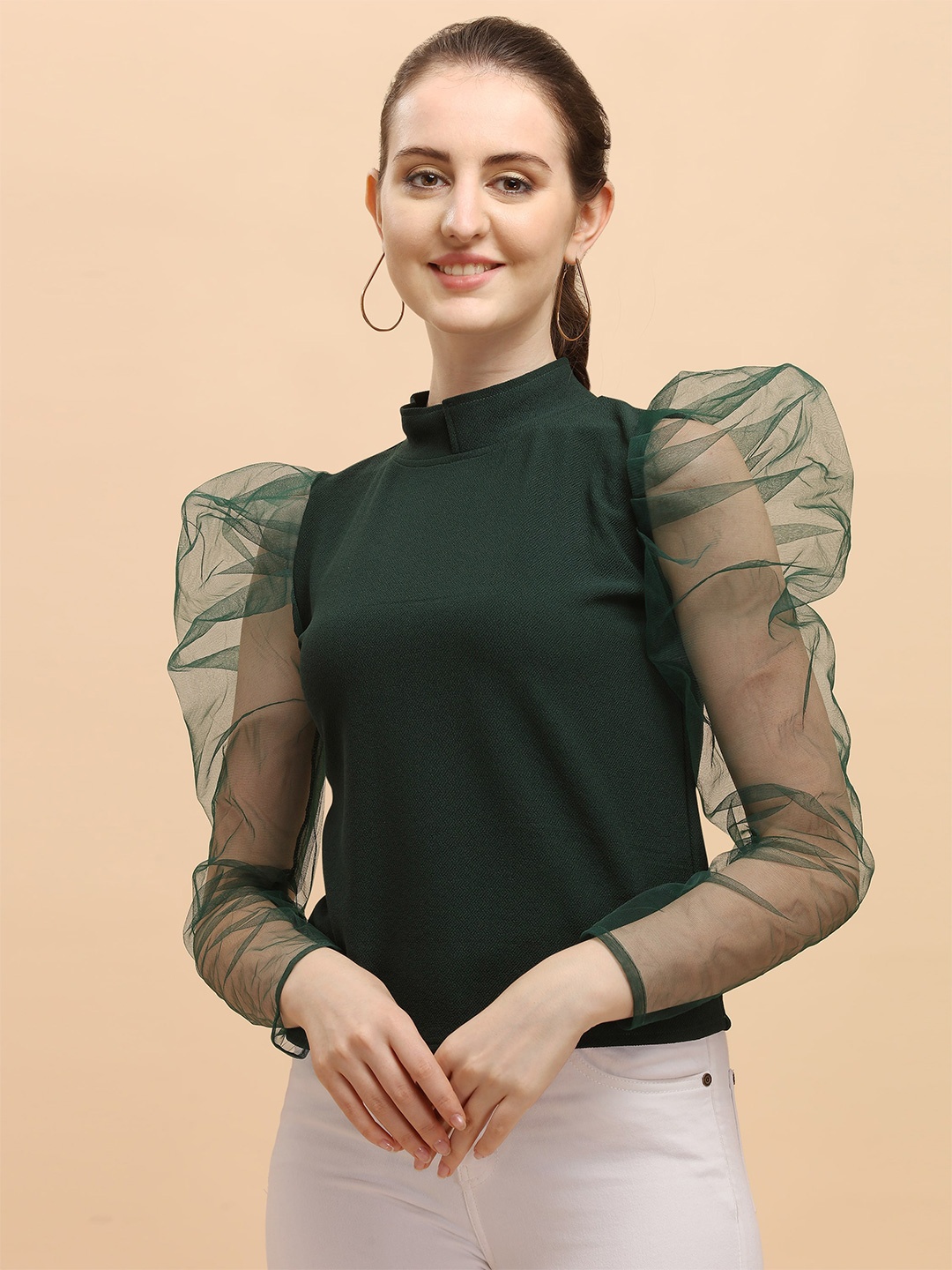 Paralians Green Crepe Top