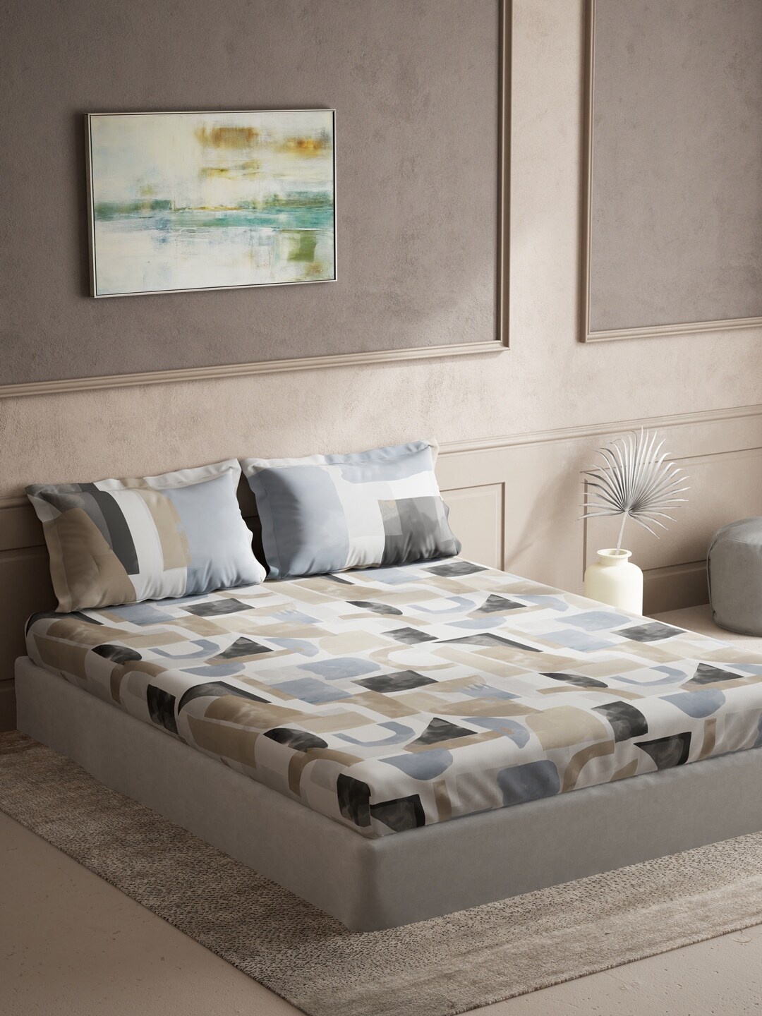 DDecor Blue & Brown Geometric 150 TC King Bedsheet with 2 Pillow Covers
DDecor Blue & Brown Geometric 150 TC King Bedsheet with 2 Pillow Covers