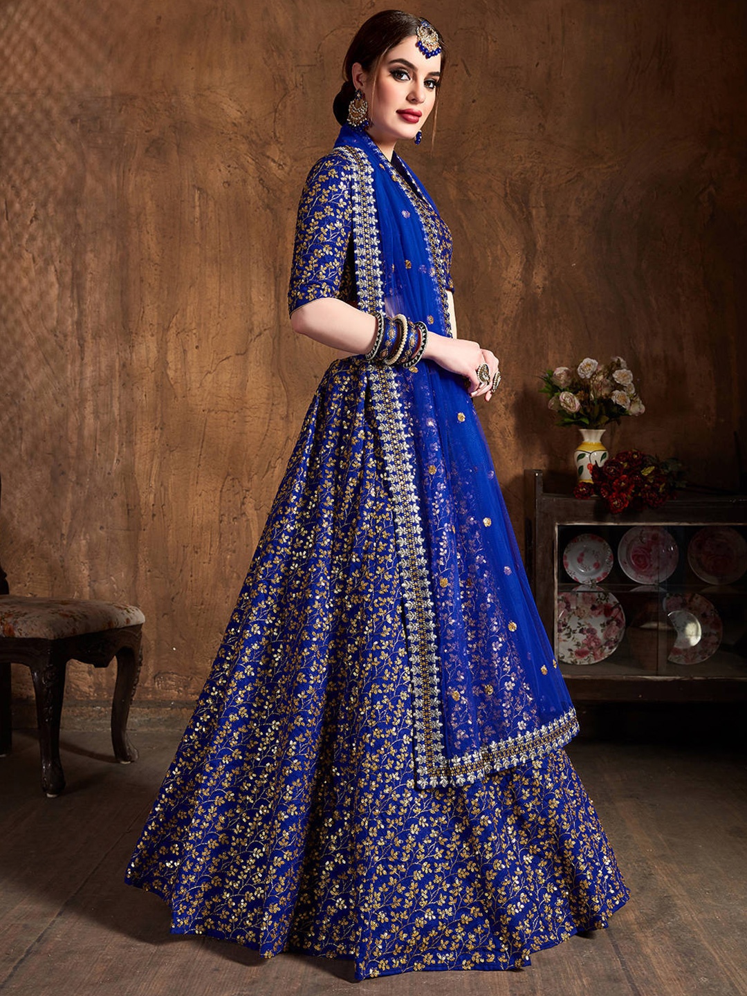 FABPIXEL Women Blue & Gold Thread Work Semi-Stitched Lehenga & Unstitched Blouse &Dupatta
FABPIXEL Women Blue & Gold Thread Work Semi-Stitched Lehenga & Unstitched Blouse &Dupatta