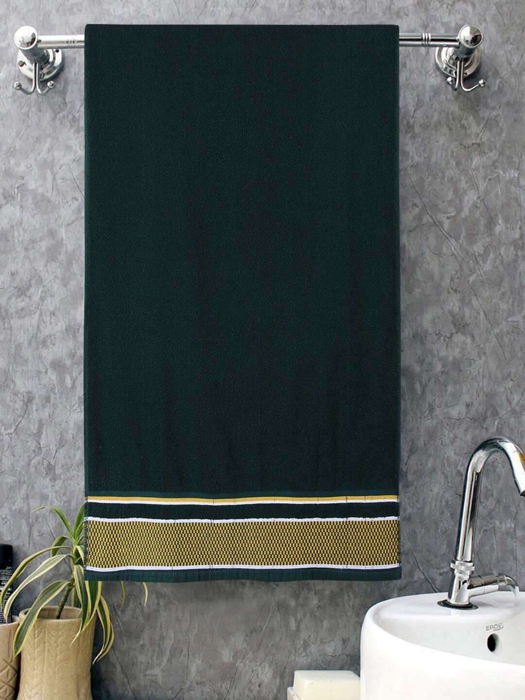 ROMEE Set Of 2 Green 500 GSM Cotton Bath Towels