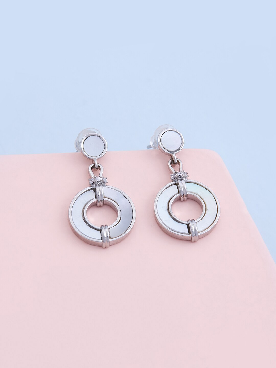 Kushal's Fashion Jewellery Silver-Toned Circular Cubic Zirconia Studded Drop Earrings
Kushal's Fashion Jewellery Silver-Toned Circular Cubic Zirconia Studded Drop Earrings