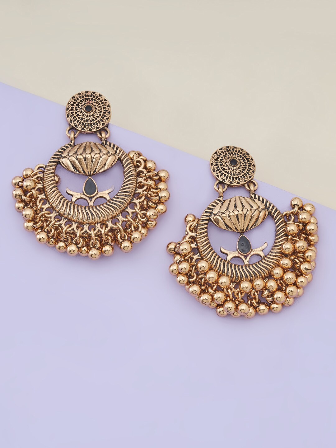 Kushal's Fashion Jewellery Women Black Antique Gold Plated Crescent Shaped Drop Earrings
Kushal's Fashion Jewellery Women Black Antique Gold Plated Crescent Shaped Drop Earrings