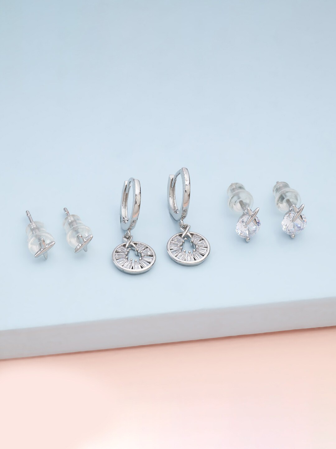 Kushal's Fashion Jewellery Women Set of 3 White Rhodium Plated Circular Half Hoop Earrings
Kushal's Fashion Jewellery Women Set of 3 White Rhodium Plated Circular Half Hoop Earrings