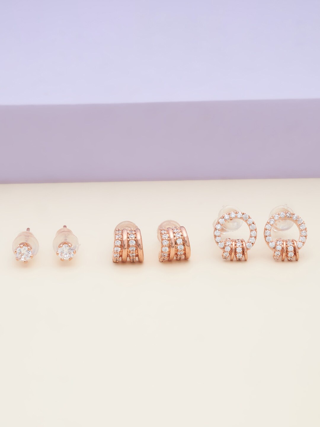 Kushal's Fashion Jewellery Women Set of 3 Rose-Gold Plated White Circular Studs Earrings
Kushal's Fashion Jewellery Women Set of 3 Rose-Gold Plated White Circular Studs Earrings