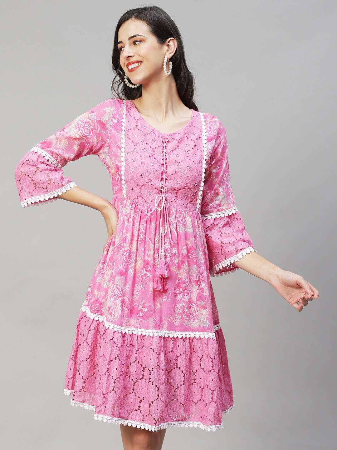 FASHOR Floral A-Line Dress, Pink