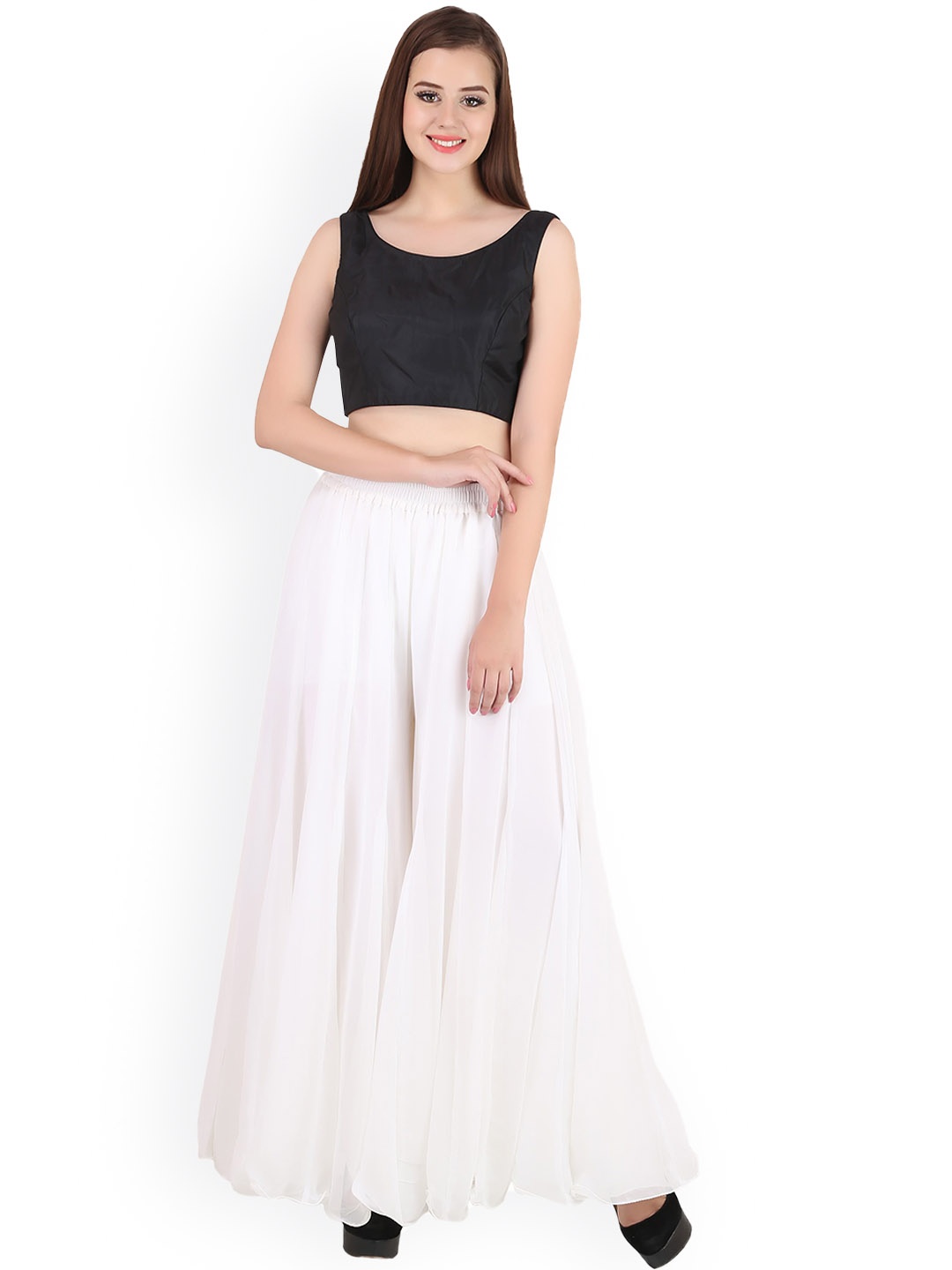 Shararat Women Ethnic Palazzos, White