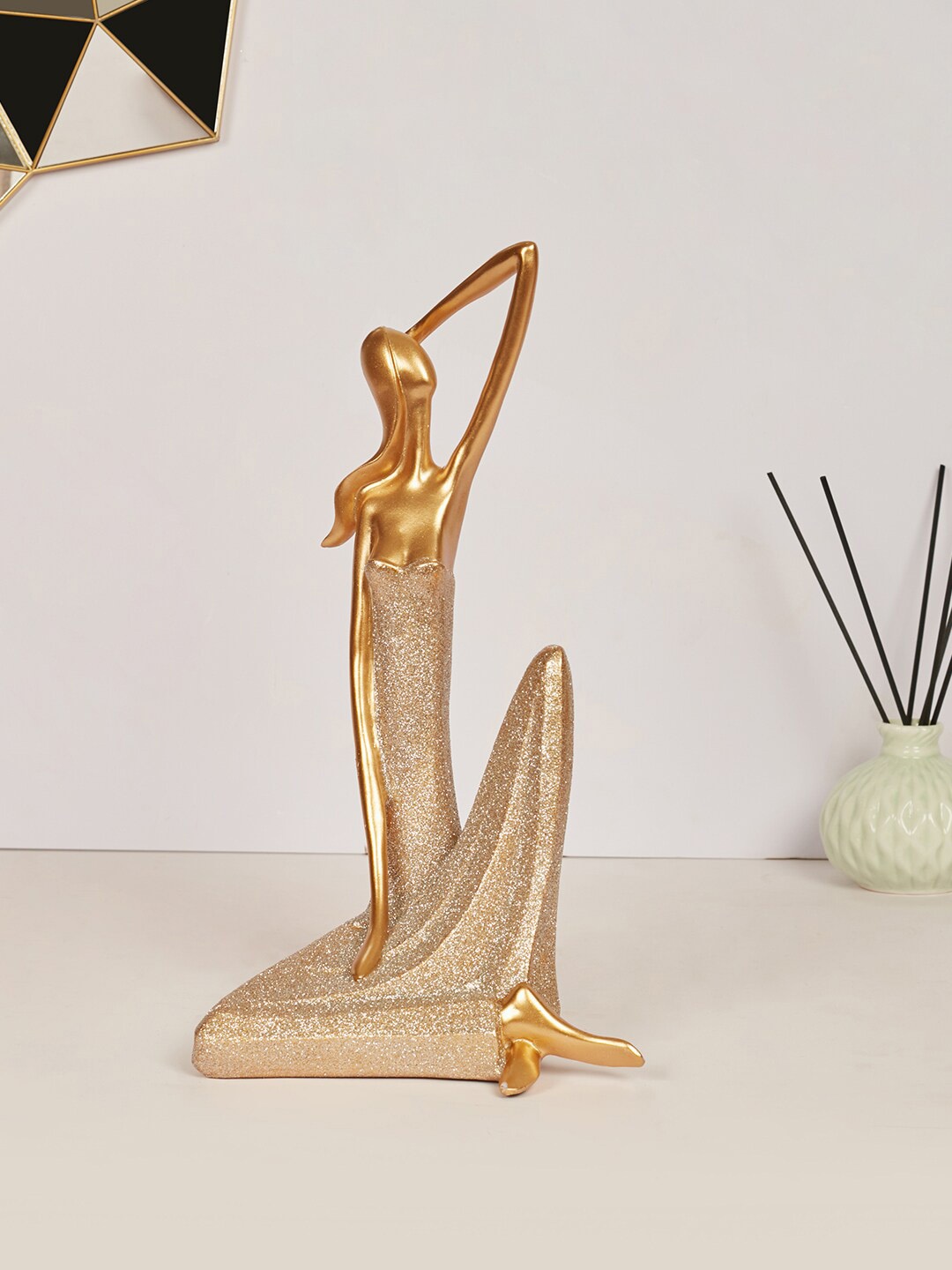 HomeTown Gold-Toned Yoga Lady Figurine Showpieces