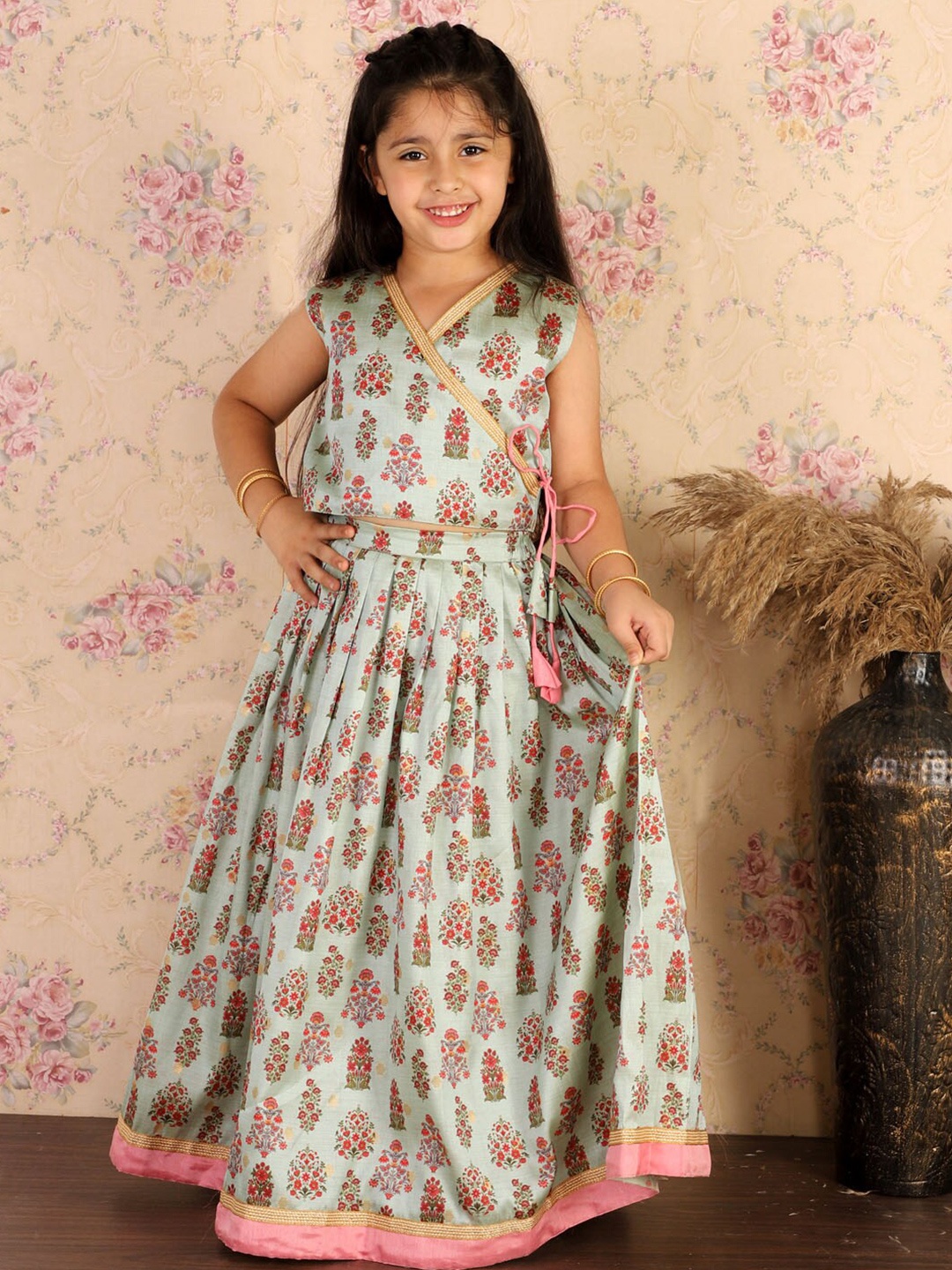 VASTRAMAY Girls Blue & Pink Printed Angrakha Style Printed Ready to Wear Lehenga Set
VASTRAMAY Girls Blue & Pink Printed Angrakha Style Printed Ready to Wear Lehenga Set