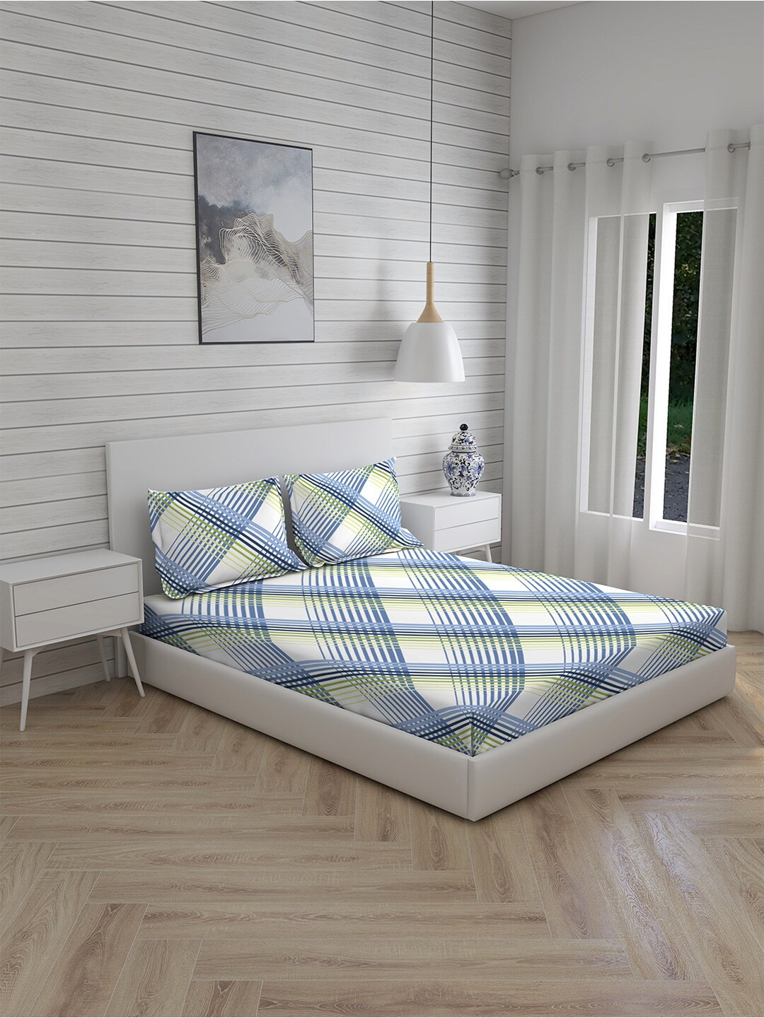 Layers Blue & Green Pure Cotton Geometric 144 TC King Bedsheet with 2 Pillow Covers
Layers Blue & Green Pure Cotton Geometric 144 TC King Bedsheet with 2 Pillow Covers