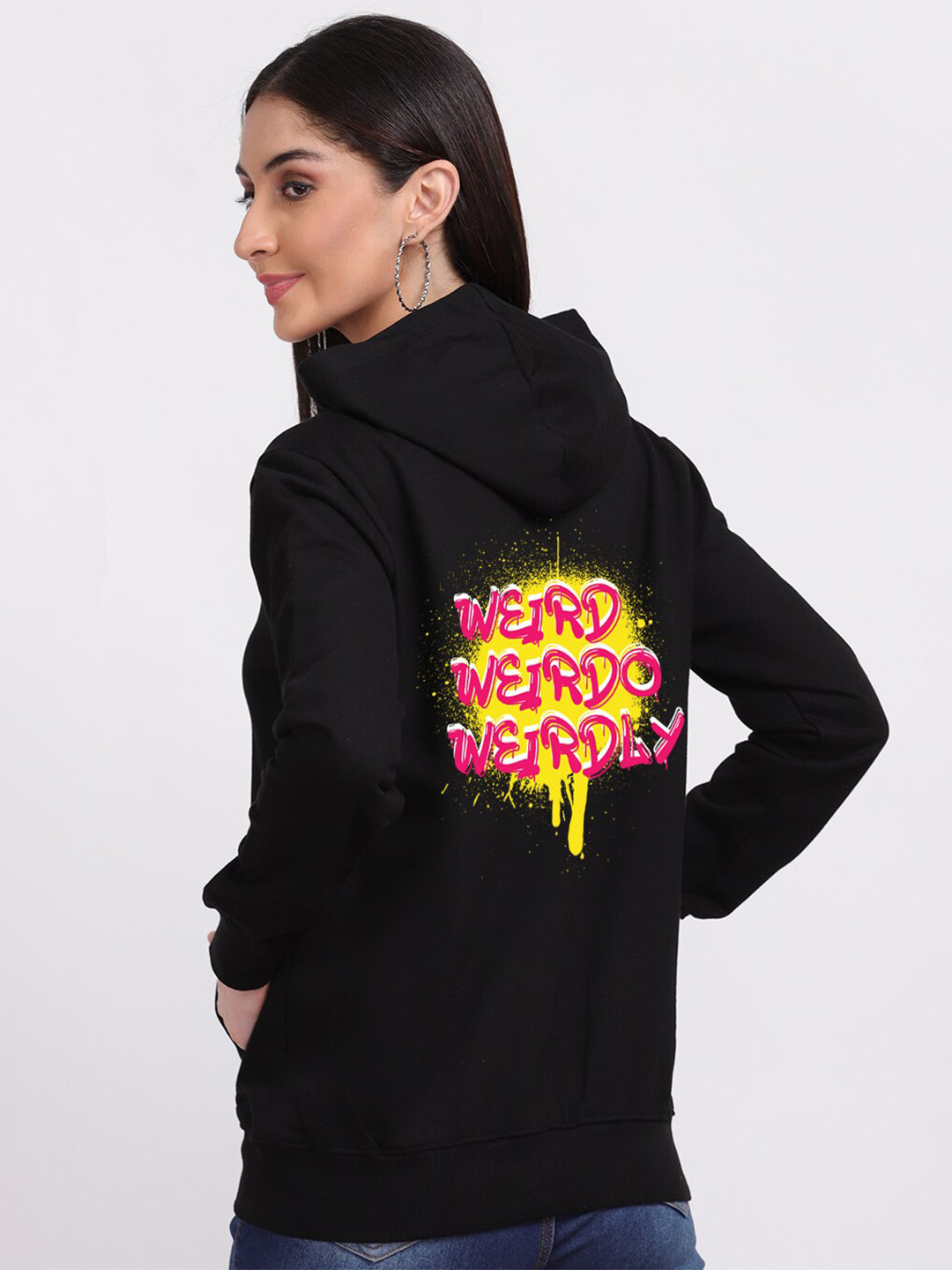 Mad Over Print Women Black Weird Weirdo Typography Print Hooded Sweatshirt
Mad Over Print Women Black Weird Weirdo Typography Print Hooded Sweatshirt