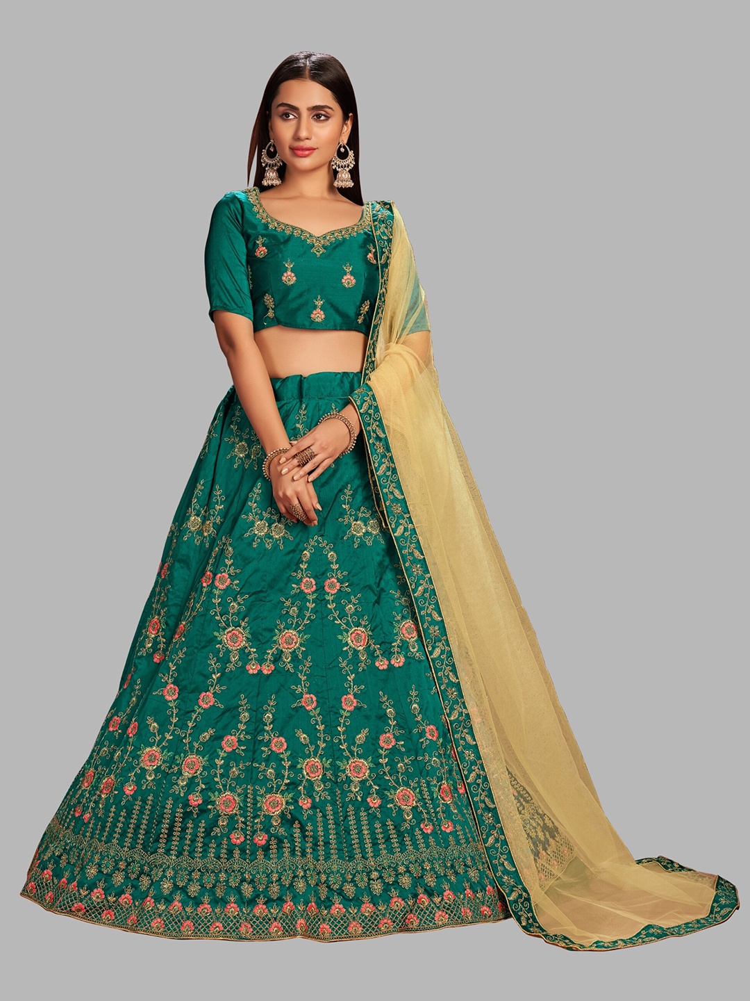Atsevam Green & Beige Embroidered Semi-Stitched Lehenga & Unstitched Blouse With Dupatta
Atsevam Green & Beige Embroidered Semi-Stitched Lehenga & Unstitched Blouse With Dupatta