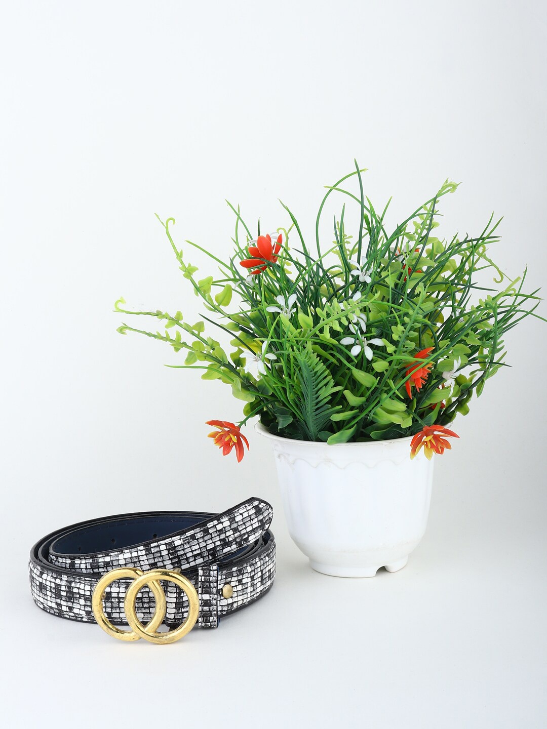 Swiss Design Women White Printed Belt