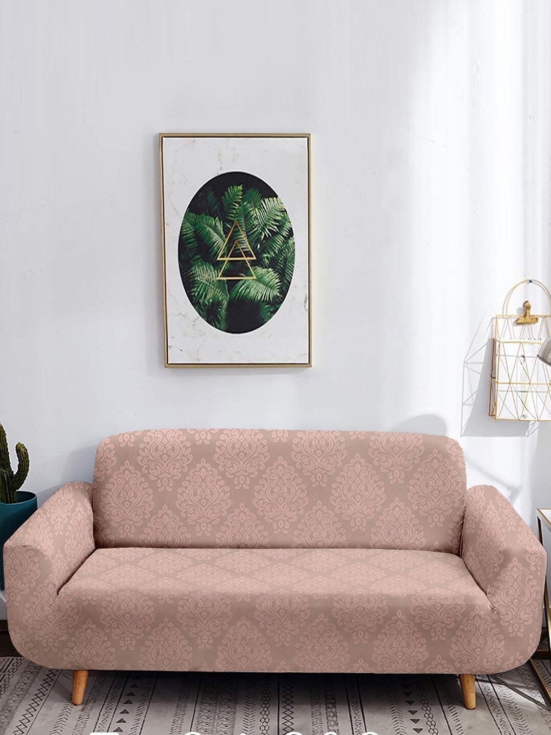 Cortina Pink Printed 4-Seater Sofa Cover