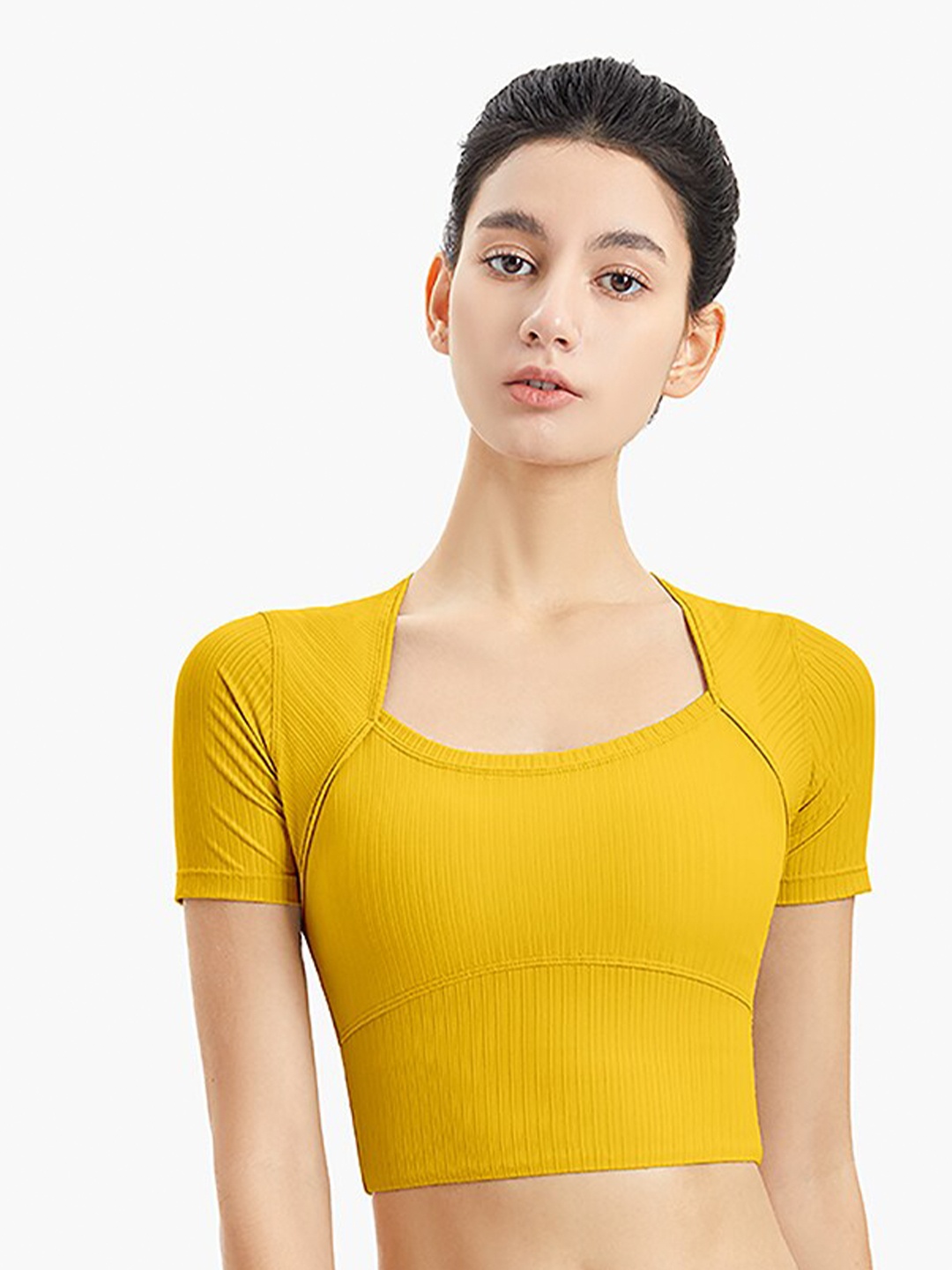 JC Collection Yellow Fitted Crop Top