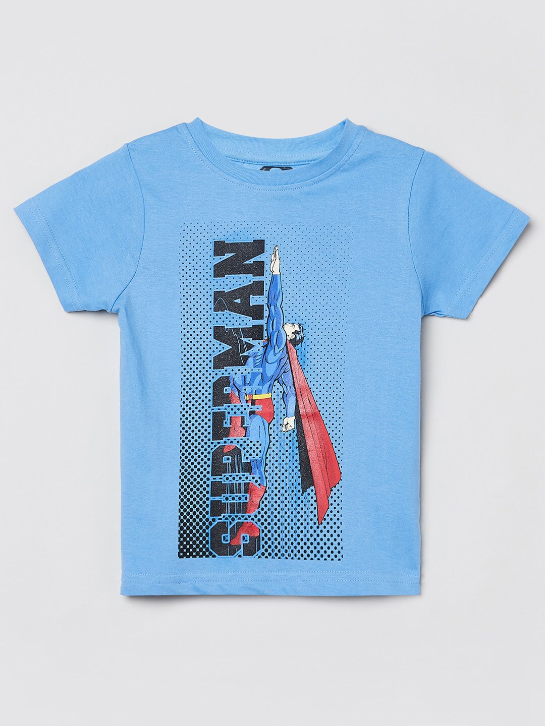 max Boys Blue Typography Printed Cotton T-shirt
