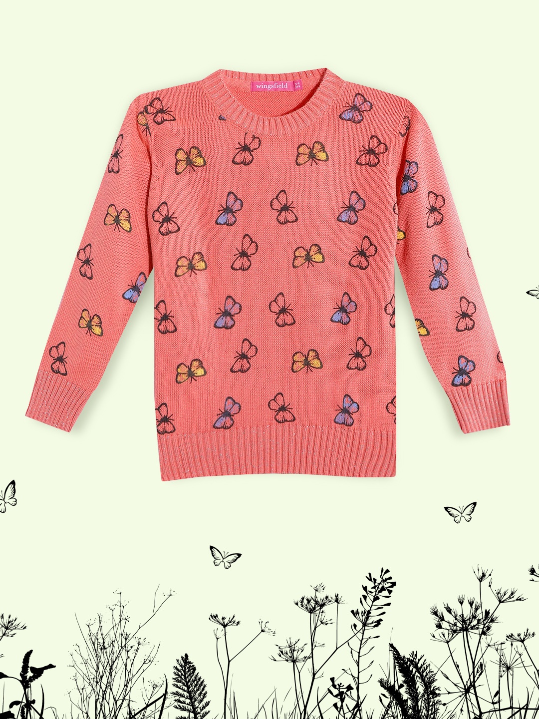 Wingsfield Girls Coral Printed Pullover
