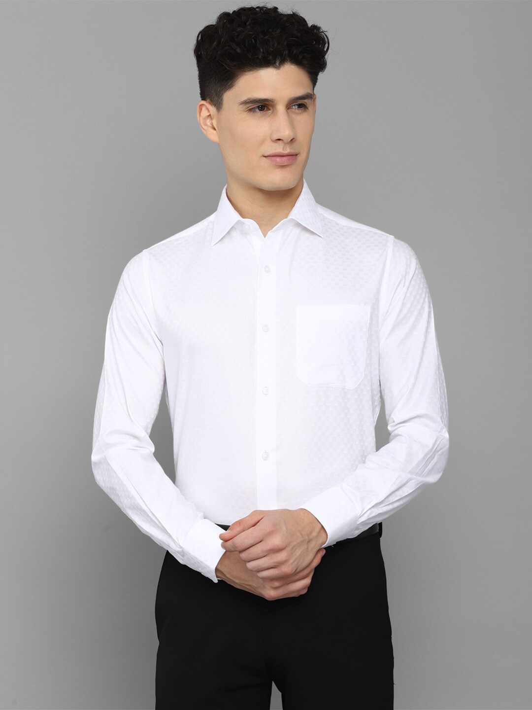 Allen Solly Men White Slim Fit Cotton Formal Shirt
