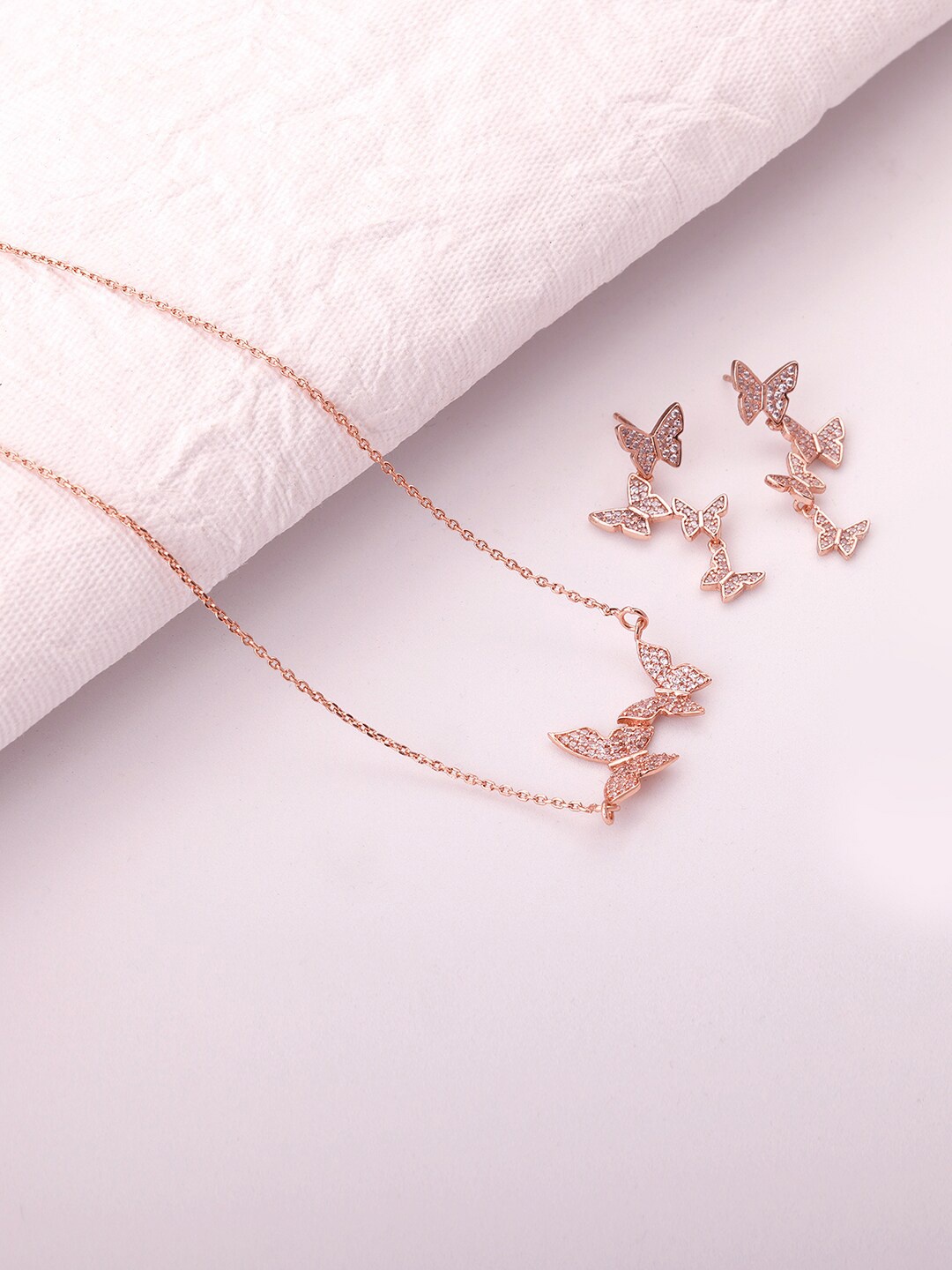 GIVA 925 Sterling Rose Gold Plated & White CZ-Studded Wavering Wings Pendant Jewellery Set
GIVA 925 Sterling Rose Gold Plated & White CZ-Studded Wavering Wings Pendant Jewellery Set
