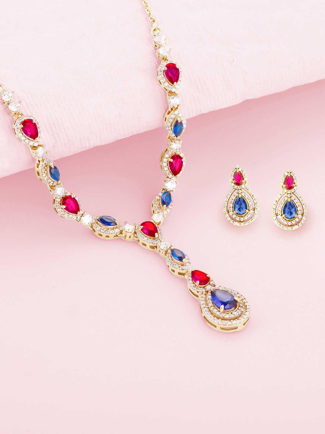 GIVA 925 Sterling Silver Gold-Plated Pink & Blue Stone Studded & Beaded Jewellery Set
GIVA 925 Sterling Silver Gold-Plated Pink & Blue Stone Studded & Beaded Jewellery Set