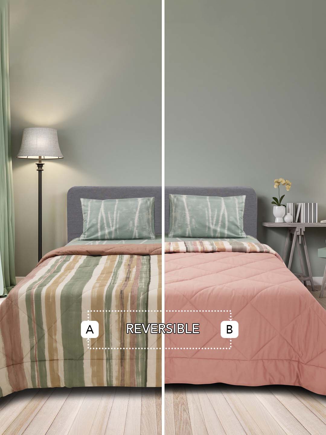 SLEEPX Striped Mild Winter 150 GSM Microfiber Cotton Reversible Single Bed Comforter, Peach
SLEEPX Striped Mild Winter 150 GSM Microfiber Cotton Reversible Single Bed Comforter, Peach