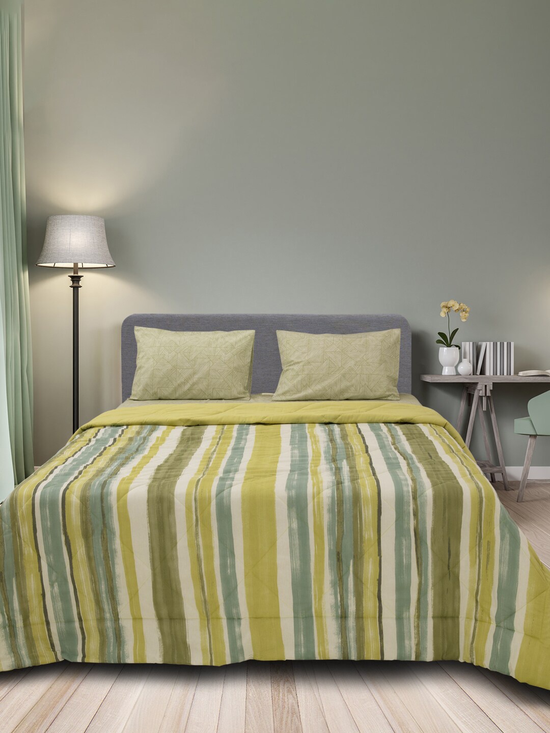 SLEEPX Striped Mild Winter 150 GSM Microfiber Cotton Reversible Double Bed Comforter, Green
SLEEPX Striped Mild Winter 150 GSM Microfiber Cotton Reversible Double Bed Comforter, Green
