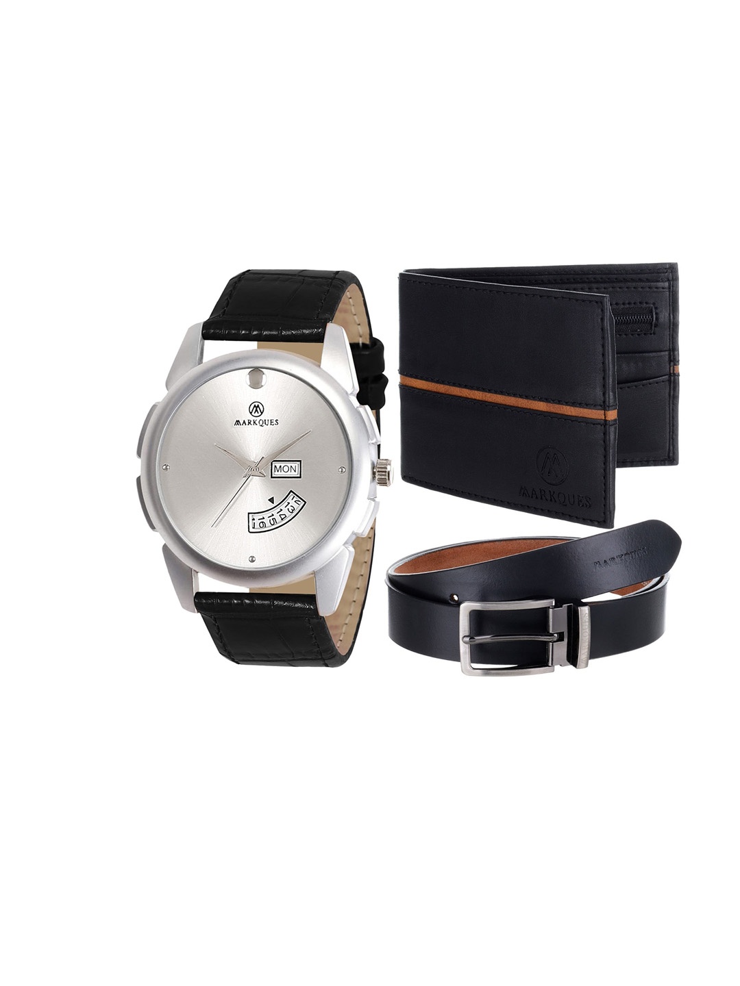 MARKQUES Men Black & Blue Solid Accessory Gift Set