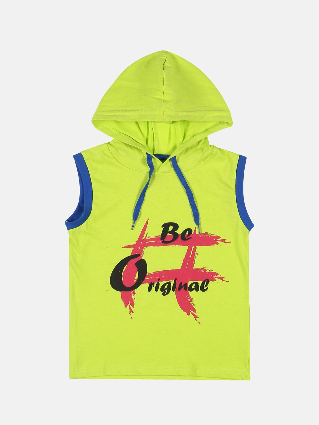 KiddoPanti Boys Lime Green Typography Printed T-shirt