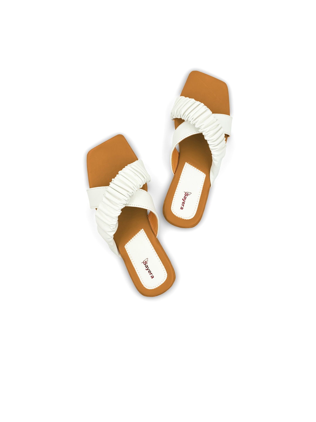 Sayera Women Open Toe Flats, White