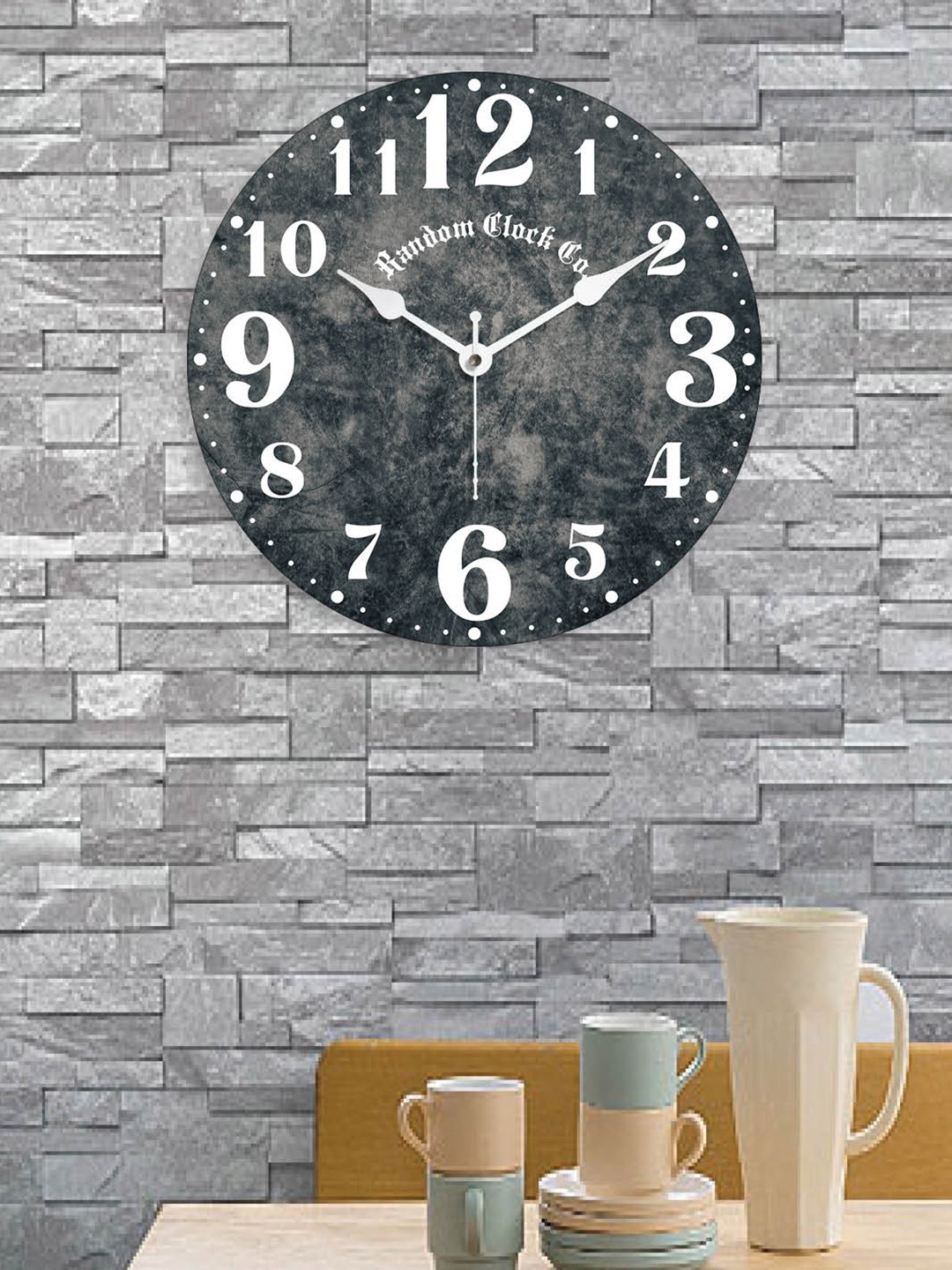 RANDOM Contemporary Wall Clock, Black