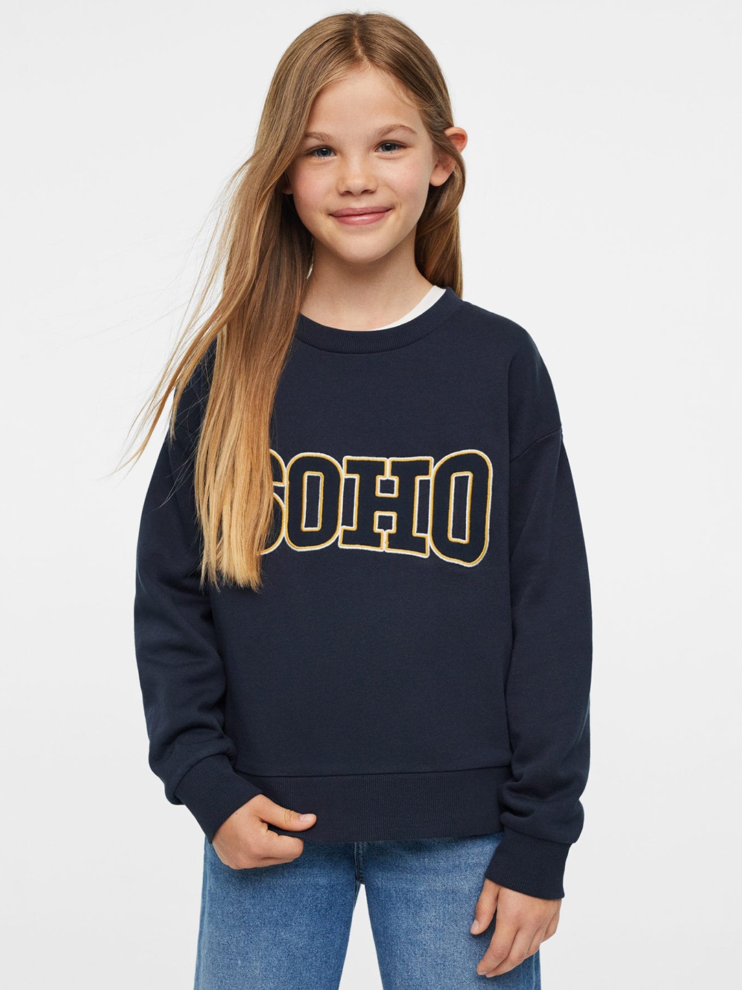 Mango Kids Girls Black & Yellow Cotton Typography Print Drop Shoulder Sleeves Pullover
Mango Kids Girls Black & Yellow Cotton Typography Print Drop Shoulder Sleeves Pullover