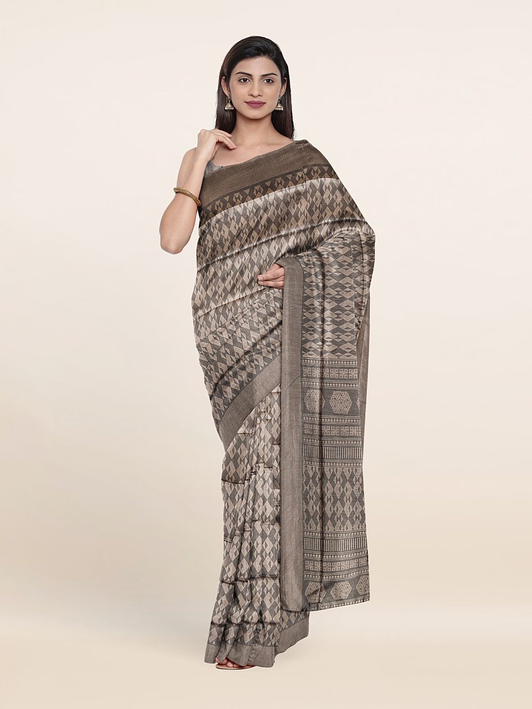 Pothys Grey & Beige Saree