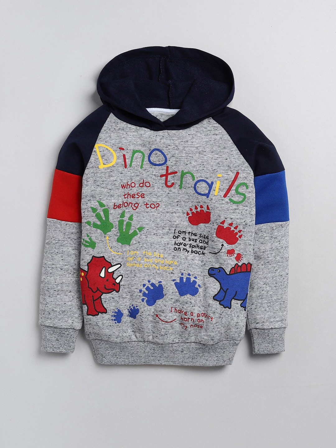 YK Boys Black & Grey Dinosaur and Typography Printed Coloure-blocked Hooded Sweatshirt, Grey melange
YK Boys Black & Grey Dinosaur and Typography Printed Coloure-blocked Hooded Sweatshirt, Grey melange